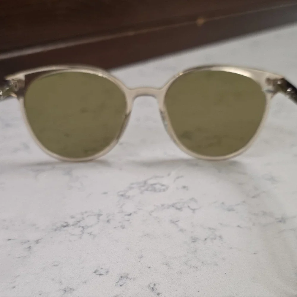 Via Spiga Oval Sunglasses Clear Frame Green Tinted Lenses w/ Rx 135mm 360/SC